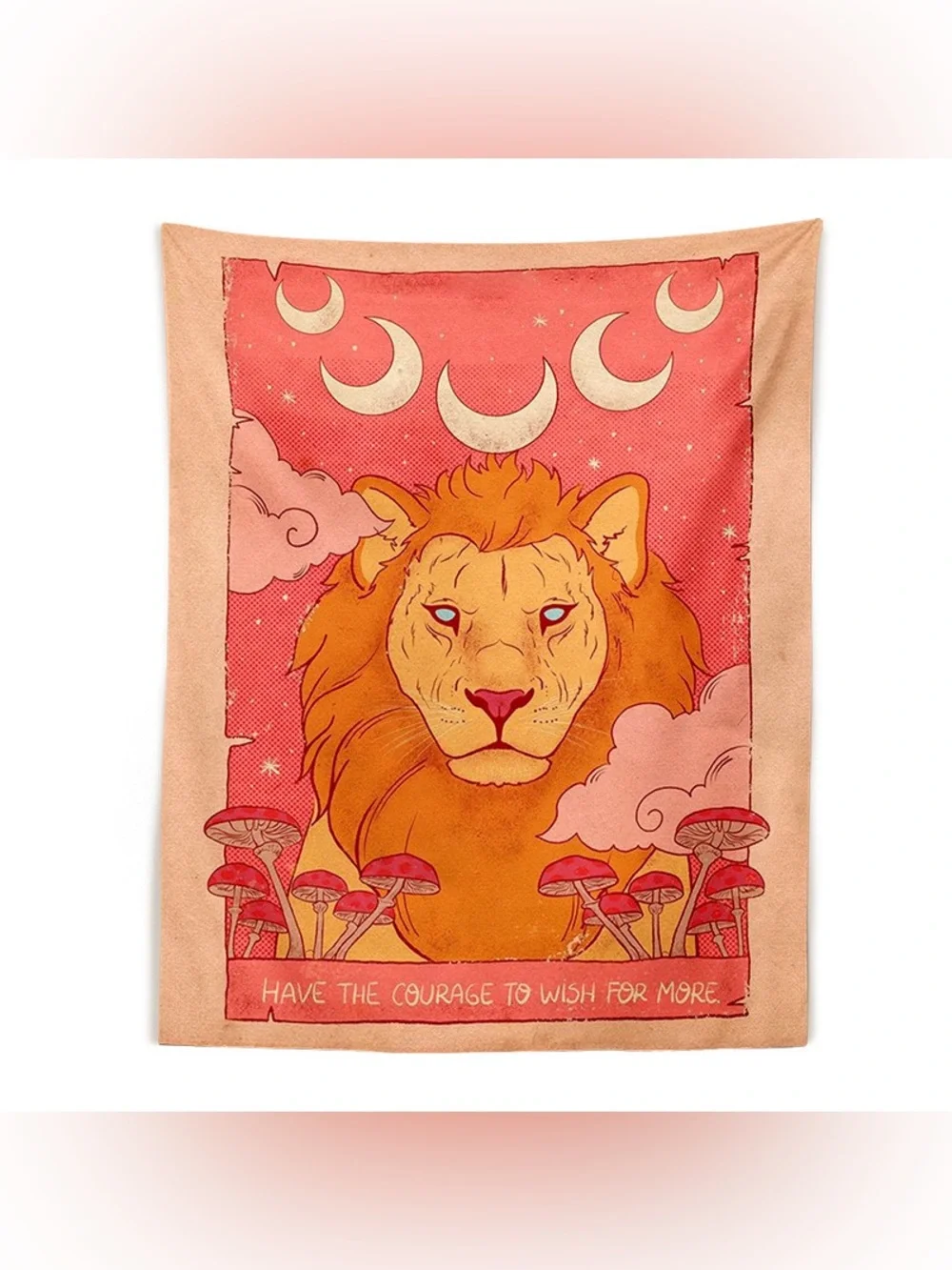 Vintage Graphic Lion Moon Wall Decor Tapestry